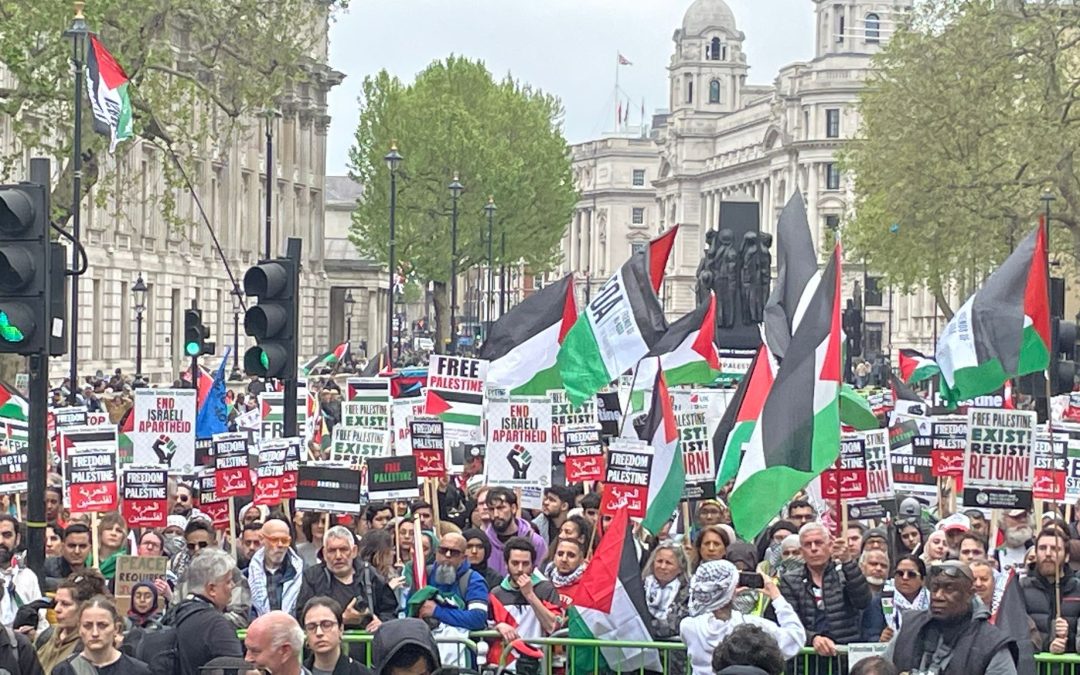تظاهرة حاشدة في لندن بذكرى النكبة واحتجاجًا على عدوان الاحتلال بغزة