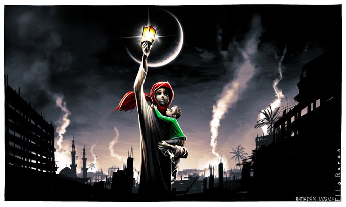 “رمضان في غزة”.. رسم كاريكاتوري تضامني في “الغارديان”