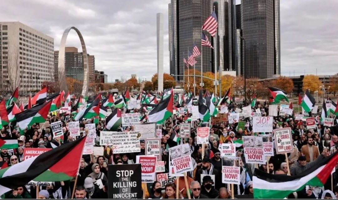 مظاهرات حاشدة في أمريكا لإحياء “اليوم العالمي من أجل فلسطين”