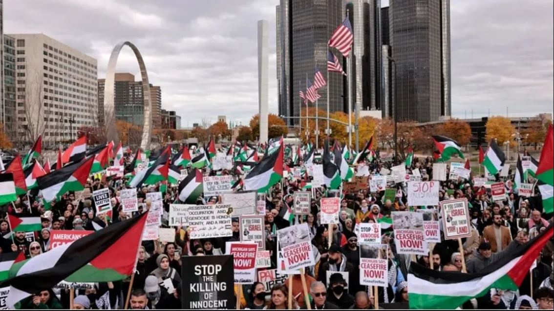 مظاهرات حاشدة في أمريكا لإحياء “اليوم العالمي من أجل فلسطين”