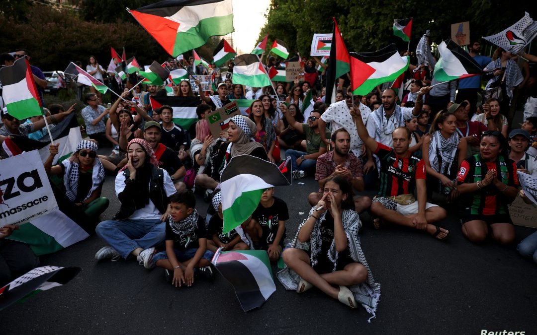 تظاهرات في تشيلي دعمًا لغزة وتنديدًا باستمرار العدوان الإسرائيلي