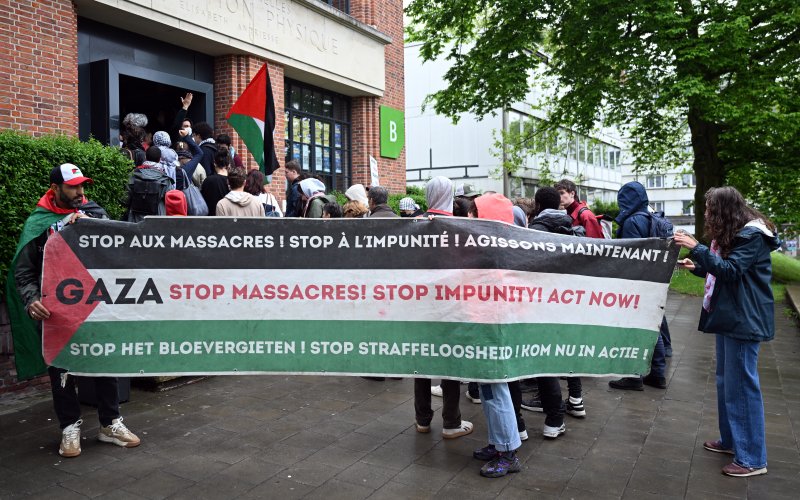 احتجاجات في جامعة بروكسيل الحرة دعماً لفلسطين