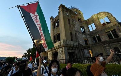 مظاهرة داعمة لفلسطين خلال إحياء ذكرى ضحايا هيروشيما وناغازاكي