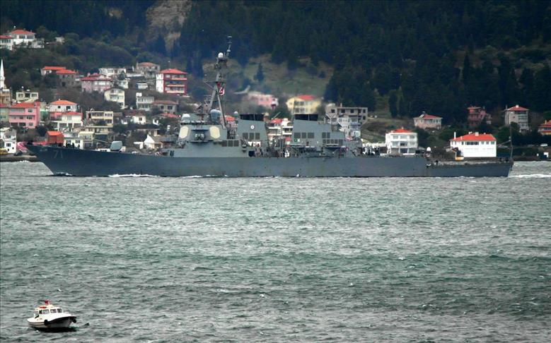 سفينة للبحرية الأمريكية تعبر الدردنيل التركي نحو إيجة