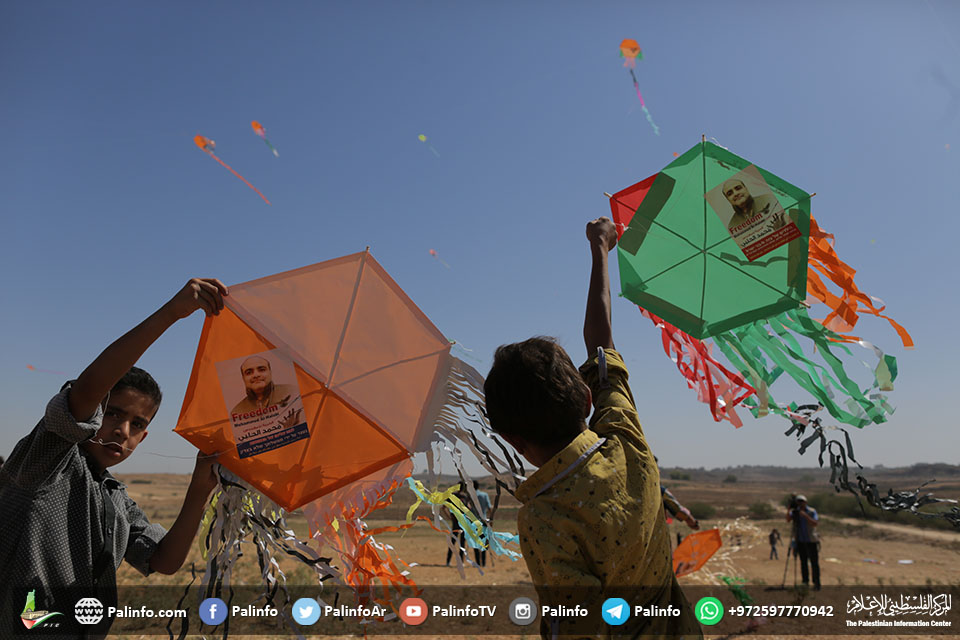 إطلاق طائرات ورقية بغزة تضامنًا مع المعتقل الحلبي