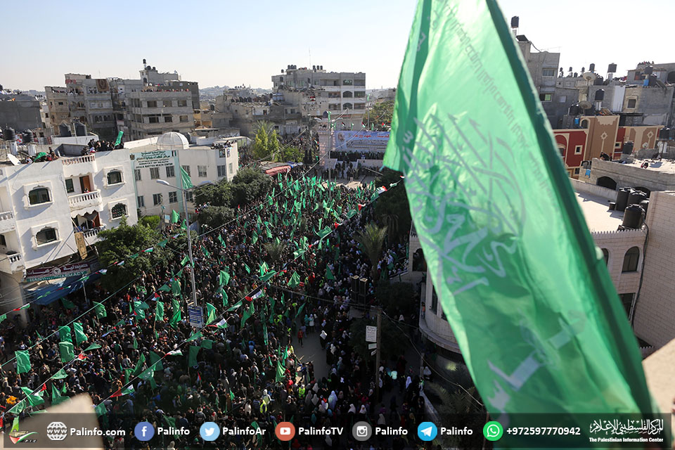 100 ألف يشاركون في مسيرة الانطلاقة 29 لحماس شمال القطاع