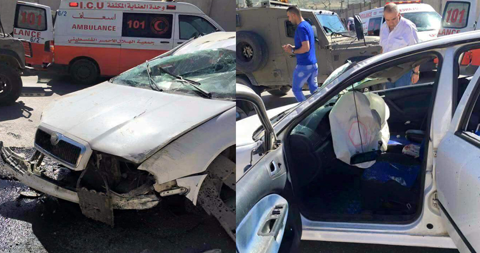 إصابة 4 فلسطينيين بحادث سير بين مركبتهم وجيب للاحتلال