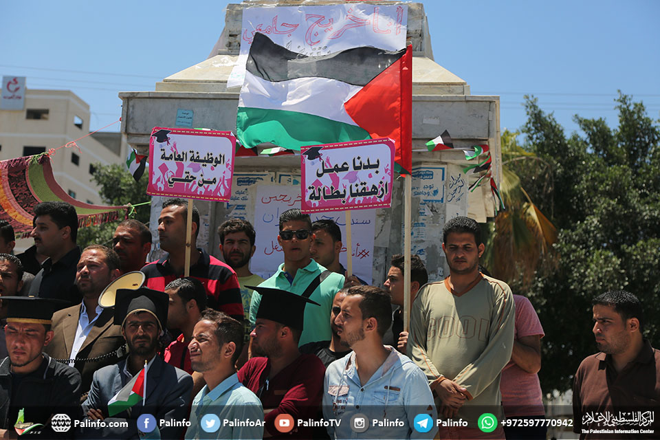 غزة: وقفة دعم للخريجين المضربين عن الطعام المطالبين بفرص عمل