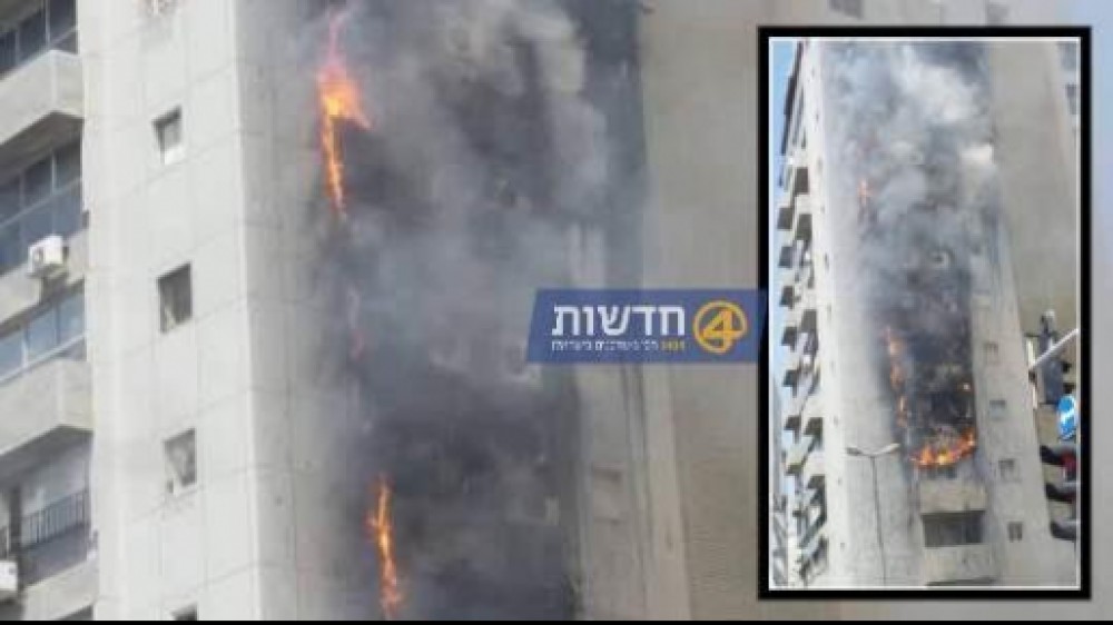 حريق في وسط تل أبيب يلتهم مبنى من 15 طابقا