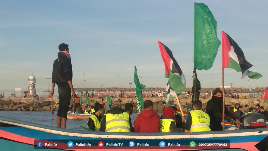 عرض بحري تضامنًا مع الأقصى في ذكرى انطلاقة #حماس30