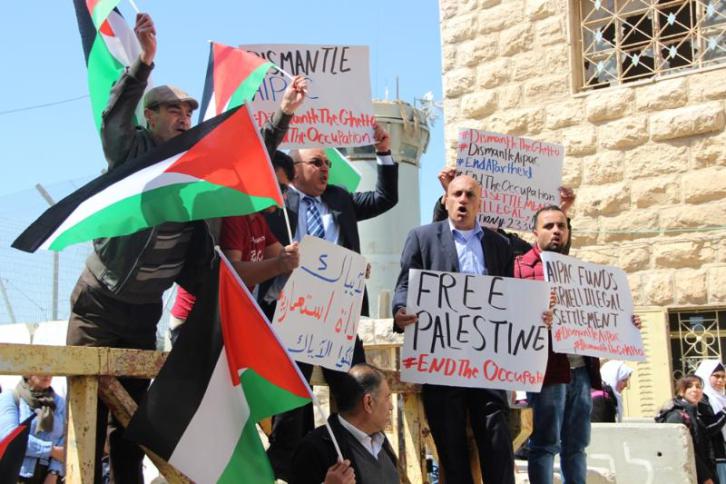 تظاهرة في الخليل ضد مؤتمر اللوبي الصهيوني في أمريكا