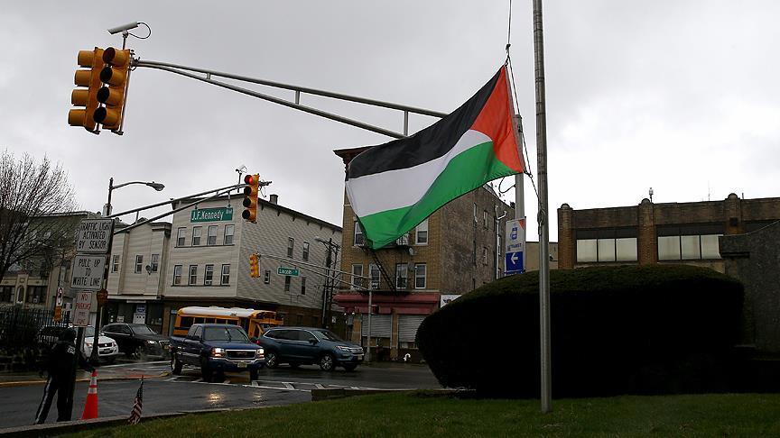 رفع علم فلسطين في سماء نيوجيرسي الأمريكية