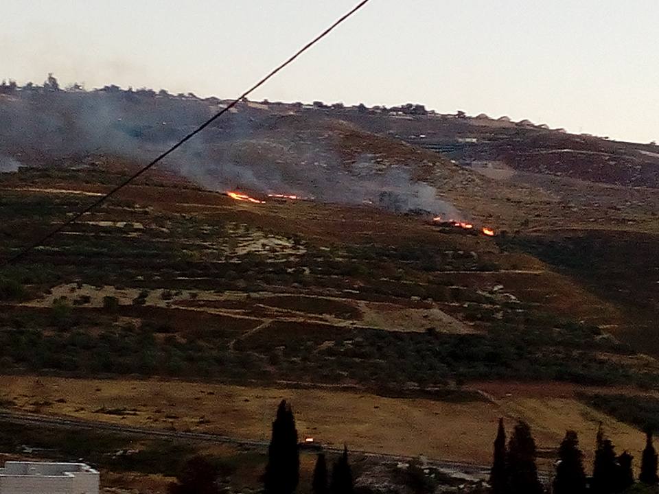 مستوطنون يحرقون محاصيل زراعية في مسافر يطا