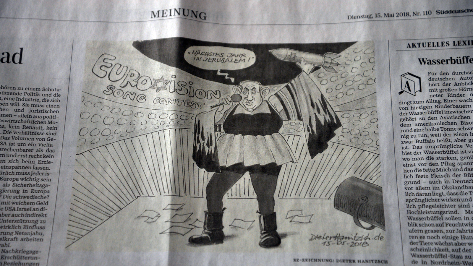 ما مصير الرسام الألماني الذي رسم نتنياهو بأذنين كبيرتين حاملا صاروخا