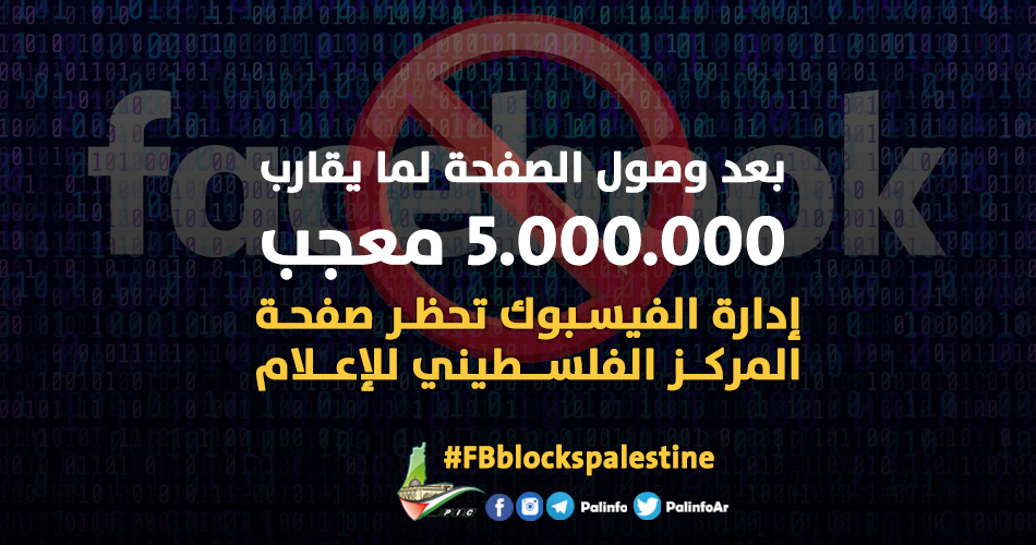 فيسبوك يحذف صفحة المركز الفلسطيني للإعلام