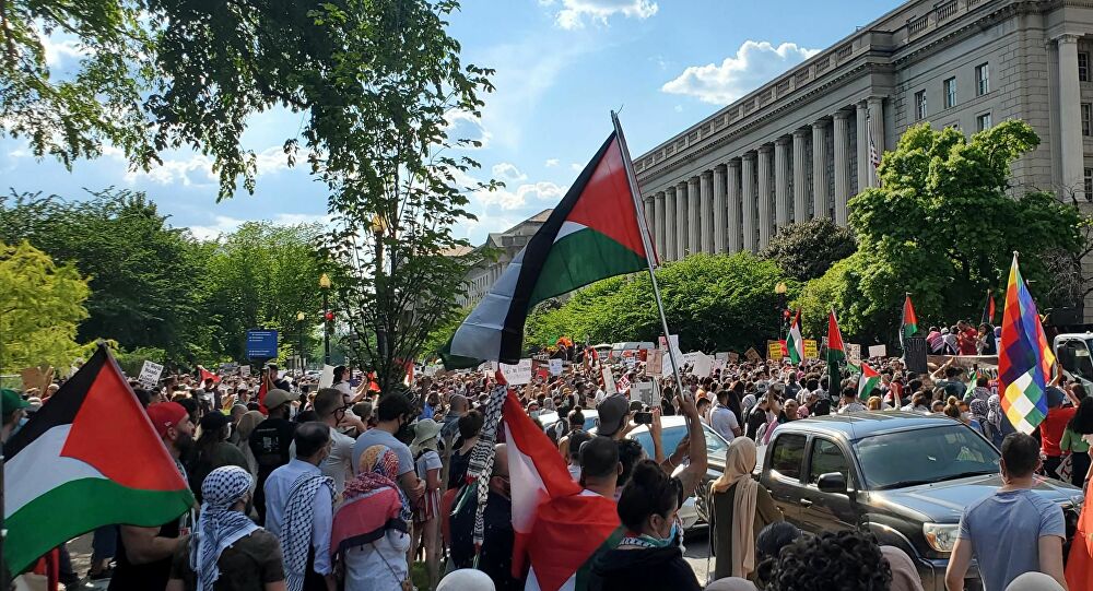 تظاهرة بمدينة أمريكية تضامنًا مع الأسرى الفلسطينيين