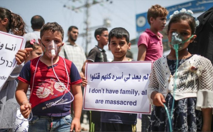وقفة لأطفال غزة تنديدا بالحصار وإغلاق المعابر