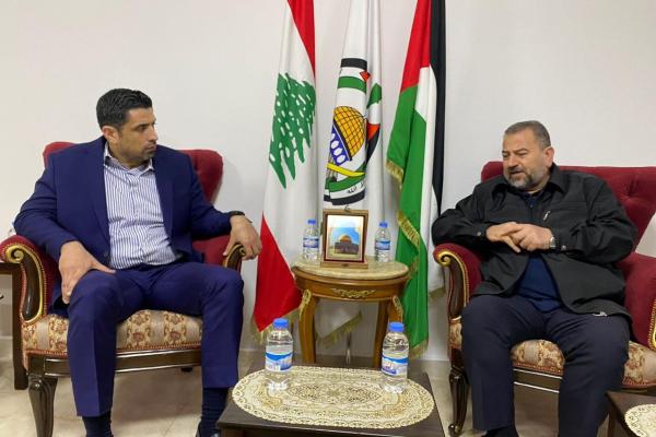 العاروري يناقش مع رئيس لجنة الحوار  اللبناني الفلسطيني أوضاع اللاجئين