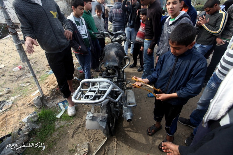 ‏قصف دراجة نارية في منطقة الصفطاوي‏ بغزة